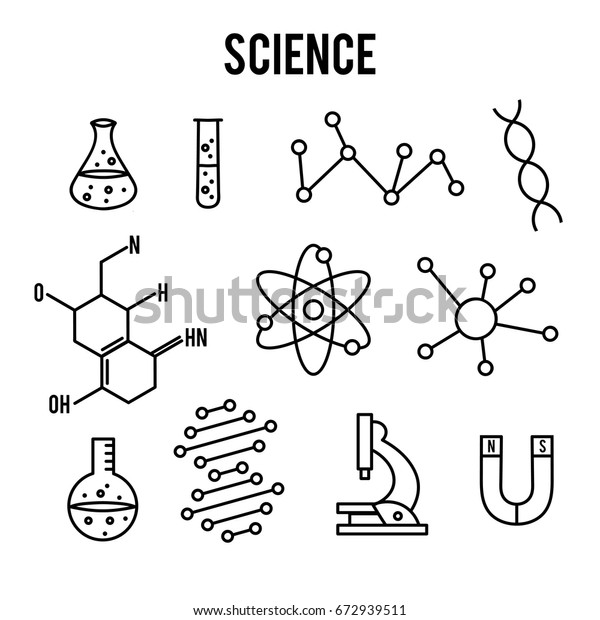 Science icons on white background. Research\
outline icon. Tiny line vector\
elements