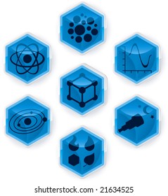 Science icons. Only global color. CMYK. Extremely easy color changes. Layered