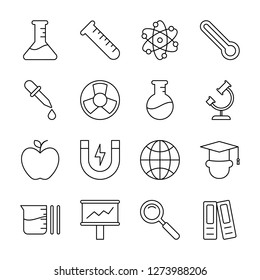 Science icons pack. Isolated science symbols collection. Graphic icons element