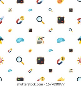 science icons pattern seamless. Included editable flat Magnifier, Data mining, asteroid, Attract, AI Architecture, AI Decision, ufo, Global education icons. science icons for web and mobile.