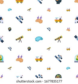 science icons pattern seamless. Included editable flat Brain storm, AI Architecture, Cognitive Science, space station, telescope, moon rover icons. science icons for web and mobile.