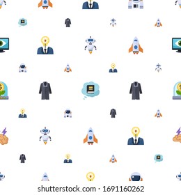 science icons pattern seamless. Included editable flat AI Robot, Knowledge, astronaut, creativity, coat, spaceship, Business incubator icons. science icons for web and mobile.
