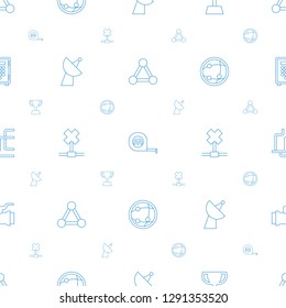 science icons pattern seamless white background. Included editable line network connection, measure tape, trophy, satellite, pump, safe icons. eps icons for web and mobile.