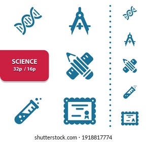 Science Icons. Professional, pixel perfect icons, EPS 10 format, optimized for 32p and 16p