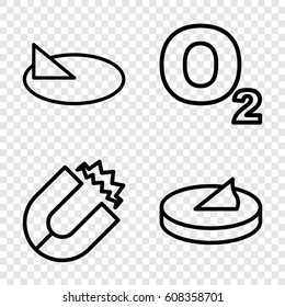 Science icons set. set of 4 science outline icons such as sundial, magnet