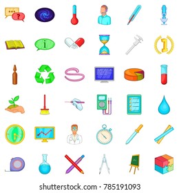 Science icons set. Cartoon style of 36 science vector icons for web isolated on white background