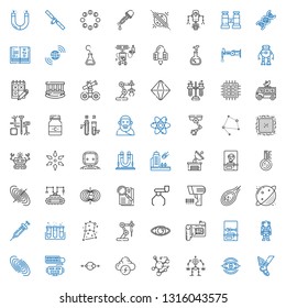 science icons set. Collection of science with hermes, nebula, robot, molecule, brainstorm, solar system, galaxy, astronaut, fishbone, cpu. Editable and scalable science icons.