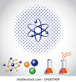 Science icons set color.