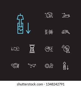 Science icons set. Condensed matter physics and science icons with making fire, technical device and quantum physics. Set of chemistry for web app logo UI design.