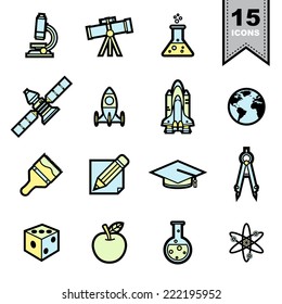 Science icons set .Illustration eps 10 , Elements of this image furnished by NASA