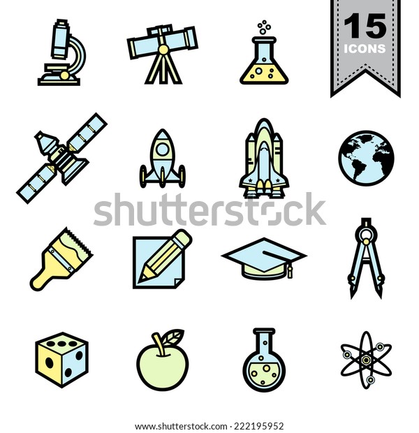 Science icons set .Illustration eps 10 , Elements\
of this image furnished by\
NASA