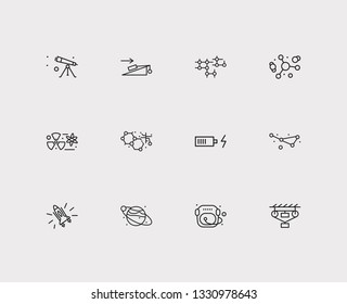 Science icons set. Nuclear physics and science icons with nanotechnology, classical mechanics and atomic physics. Set of mechanical for web app logo UI design.