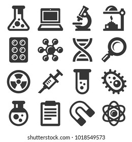 Science Icons Set on White Background. Vector