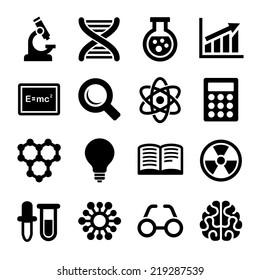 Science Icons Set on White Background. Vector illustration