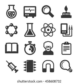Science Icons Set on White Background. Vector