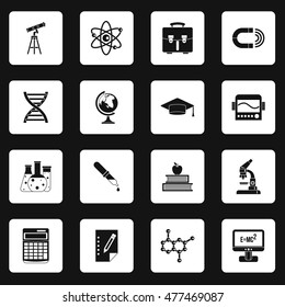 Science icons set in simple style. School elements set collection vector illustration
