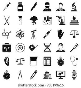 Science icons set. Simple style of 36 science vector icons for web isolated on white background