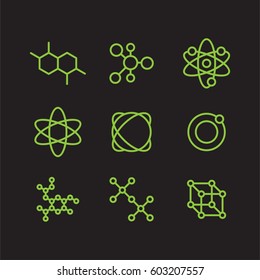 Science icons set such as atoms, cells, elements etc.