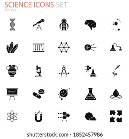 Wissenschaftssymbole für Ihre Website, Ihr Logo, Ihre App, Ihre Benutzeroberfläche, Ihr Produkt. Science-Konzept flach Silhouette Vektorgrafik Symbol.