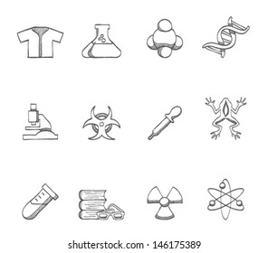 Science icons in sketch. 