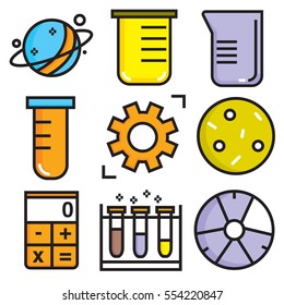 Science icons, technology science medical set, flat style

