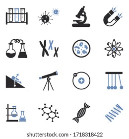 Science Icons. Two Tone Flat Design. Vector Illustration.