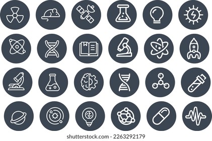 Química de diseño vectorial de iconos de la ciencia