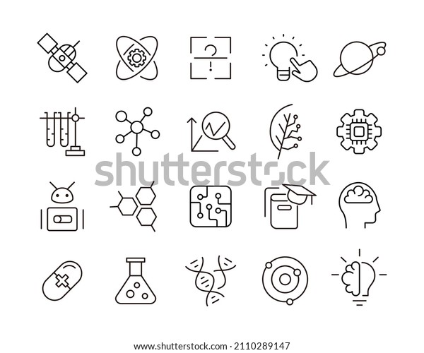 Science Icons - Vector Line Icons. Editable\
Stroke. Vector Graphic
