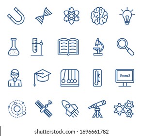 Science icons. Vector linear isolated illustrations collection