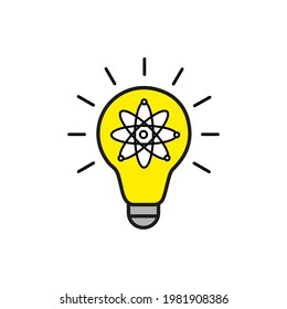 science idea. lightbulb with atom molecule icon. vector