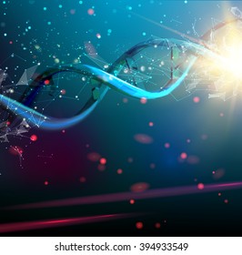 Science illustration of a DNA molecule. Vector illustration.