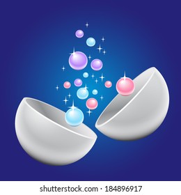 Science illustration of material cell fission for explanation 