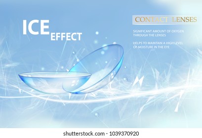 Science illustration for medical design. Contact eye lenses will care of your health. Vector illustration.