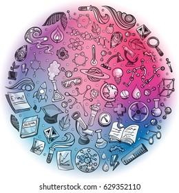 Science Illustration with Molecules and Bacteria Circle Texture Pattern Background Vector Art Design Illustration