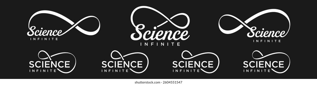science Infinity logo design, wordmark science with Infinity icon combination, vector illustration