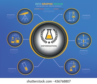 Science info graphic design on blue background,vector