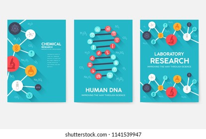 Science information cards set. laboratory template of flyear, magazines, posters, book cover, banners. Chemistry infographic concept background. Layout illustrations template pages 