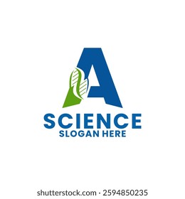 Science with Initial letter A logo design vector template. Initial Identity DNA logo icon. Healthy Medicine logo design