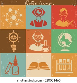 Science and innovation icons design,retro concept,vector