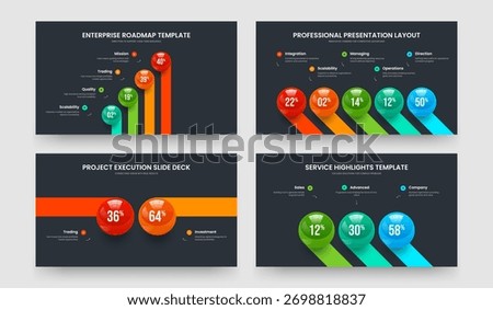 Science Insight Four Five Two Three Option Infographic Frame Layout Vector Illustration Set. Minimalist Proposal 4 5 2 3 Step Diagram Presentation Template Collection.