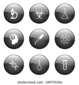 Science Instruments Black Vector Button Icon Design Set