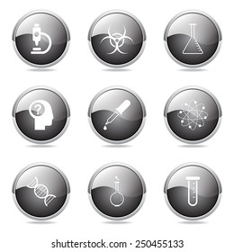 Science Instruments Black Vector Button Icon Design Set
