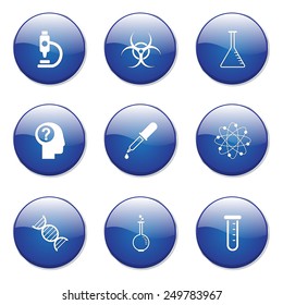 Science Instruments Blue Vector Button Icon Design Set