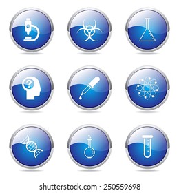 Science Instruments Blue Vector Button Icon Design Set