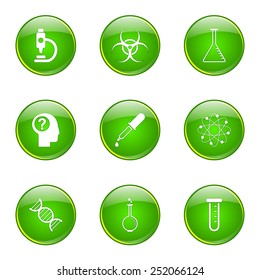 Science Instruments Green Vector Button Icon Design Set