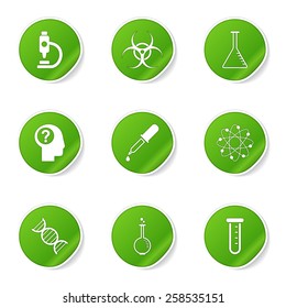 Science Instruments Green Vector Button Icon Design Set