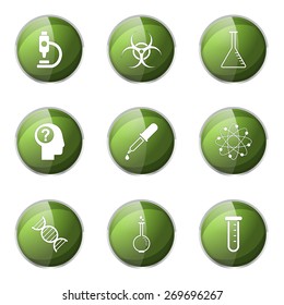 Science Instruments Green Vector Button Icon Design Set