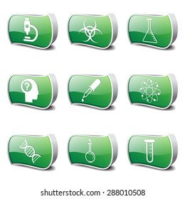 Science Instruments Green Vector Button Icon Design Set