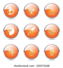 Science Instruments Orange Vector Button Icon Design Set