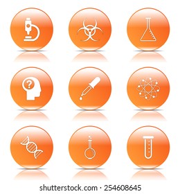 Science Instruments Orange Vector Button Icon Design Set